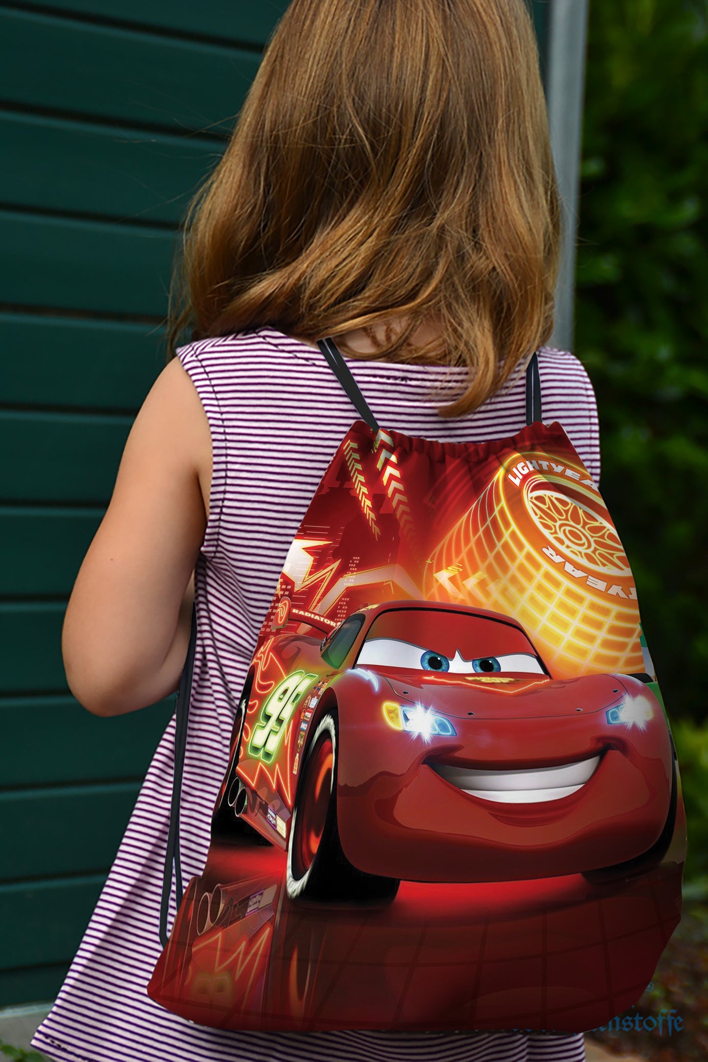 Lightning McQueen Car Pattern Polyester String Backpack Bags for kids for Gym, Yoga, Tuition ,Beach Bag for 4-10 year boys and girls