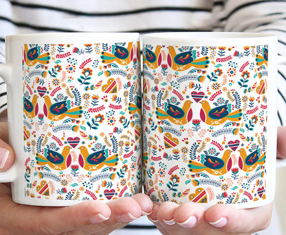 Flat design nordic pattern design White 330 ml Coffee Mug