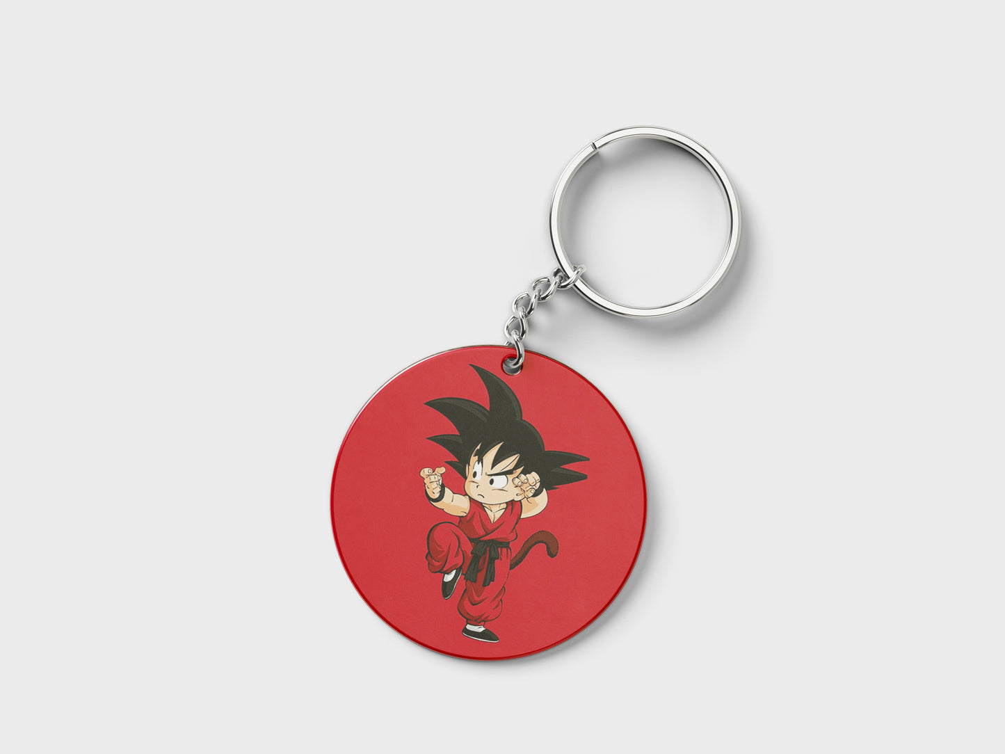 Child goku design Printed Circle Shape Wooden Keyring with Chain