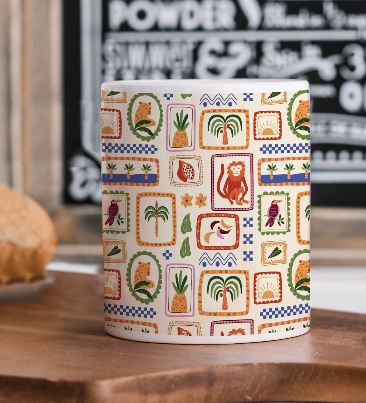 Tropical Jungle patchwork seamless pattern Combo Mugs and Coaster(Set of 2 Mugs and 2 coasters) 330 ml Coffee Mug