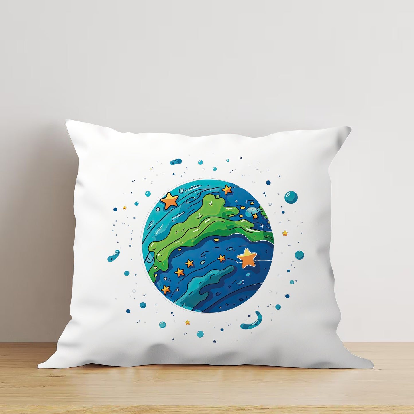Earth Cartoon Style Design Cushion (12x12 inches) Pack of 1