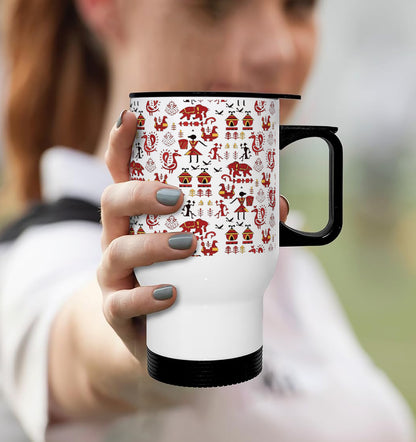 Andrew warli pattern Printed 350ML Travel MUG