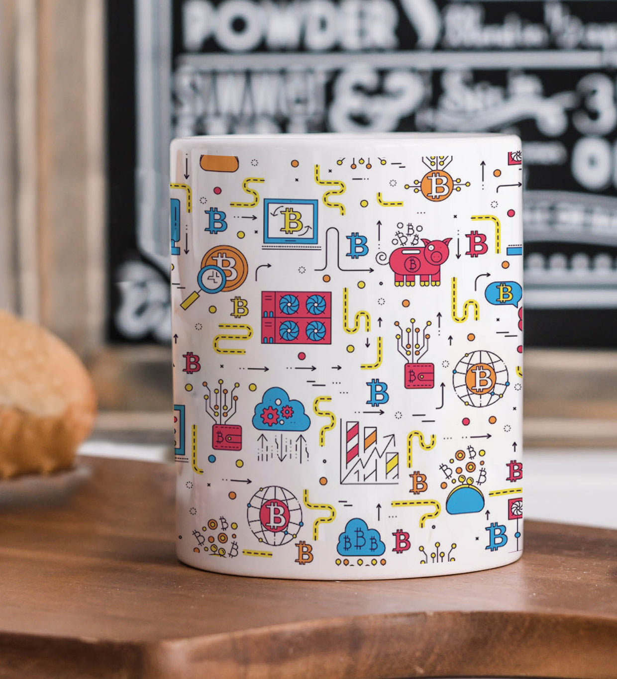 Bitcoin Outline Icons Pattern Mug and Coaster 330 ml Coffee Mug