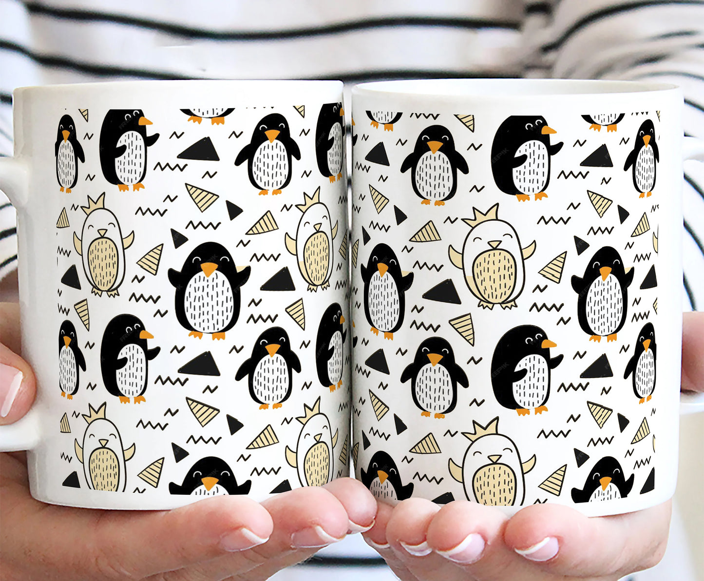 Hand drawn penguin doodle pattern White 330 ml Coffee Mug