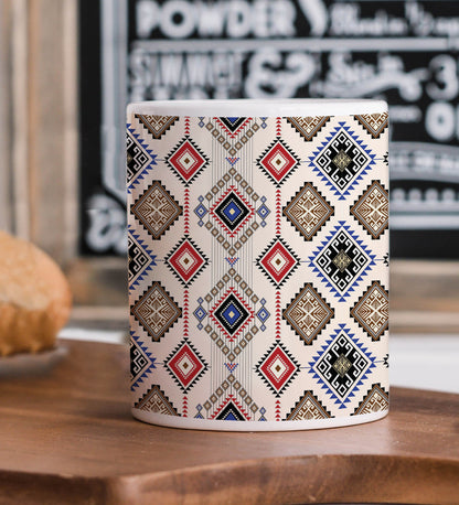 Geometric Ethnic vector pattern Combo Mugs and Coaster(Set of 2 Mugs and 2 coasters) 330 ml Coffee Mug
