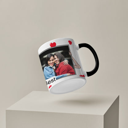 Best Friend forever customized Add One photo black handle 330 ml Coffee Mug