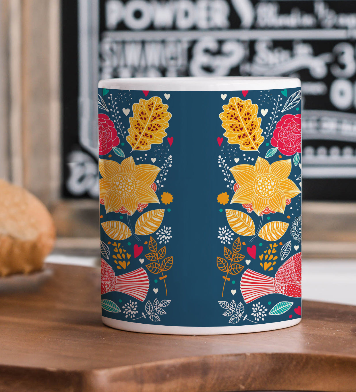 Birds and floral Seamless pattern Combo Mugs and Coaster(Set of 2 Mugs and 2 coasters) 330 ml Coffee Mug