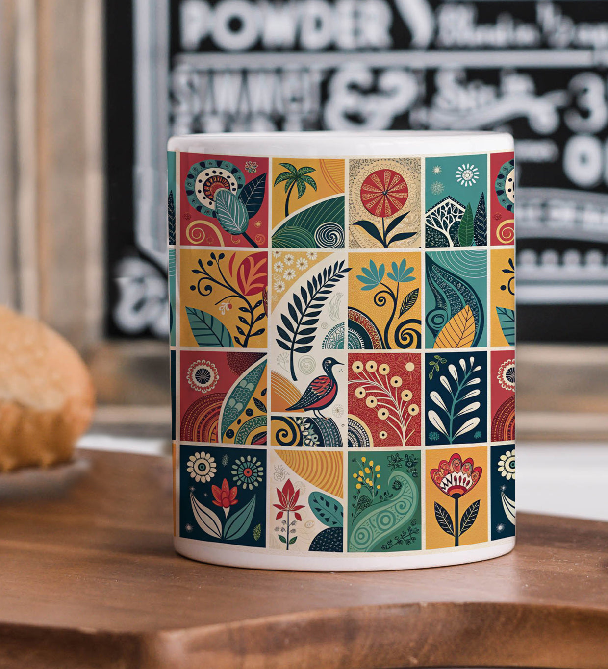 Korean Chuseok patterns with harvest designs Combo Mugs and Coaster(Set of 2 Mugs and 2 coasters) 330 ml Coffee Mug