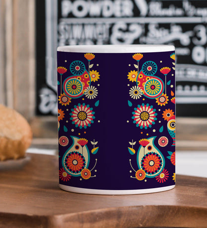 Abstract Owl Pattern Mug and Coaster 330 ml Coffee Mug