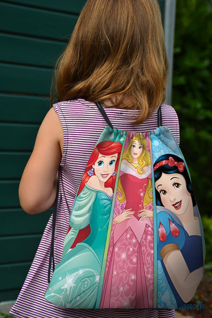 Beautiful Princesses Design Pattern Polyester String Backpack Bags for kids for Gym, Yoga, Tuition ,Beach Bag for 4-10 year boys and girls