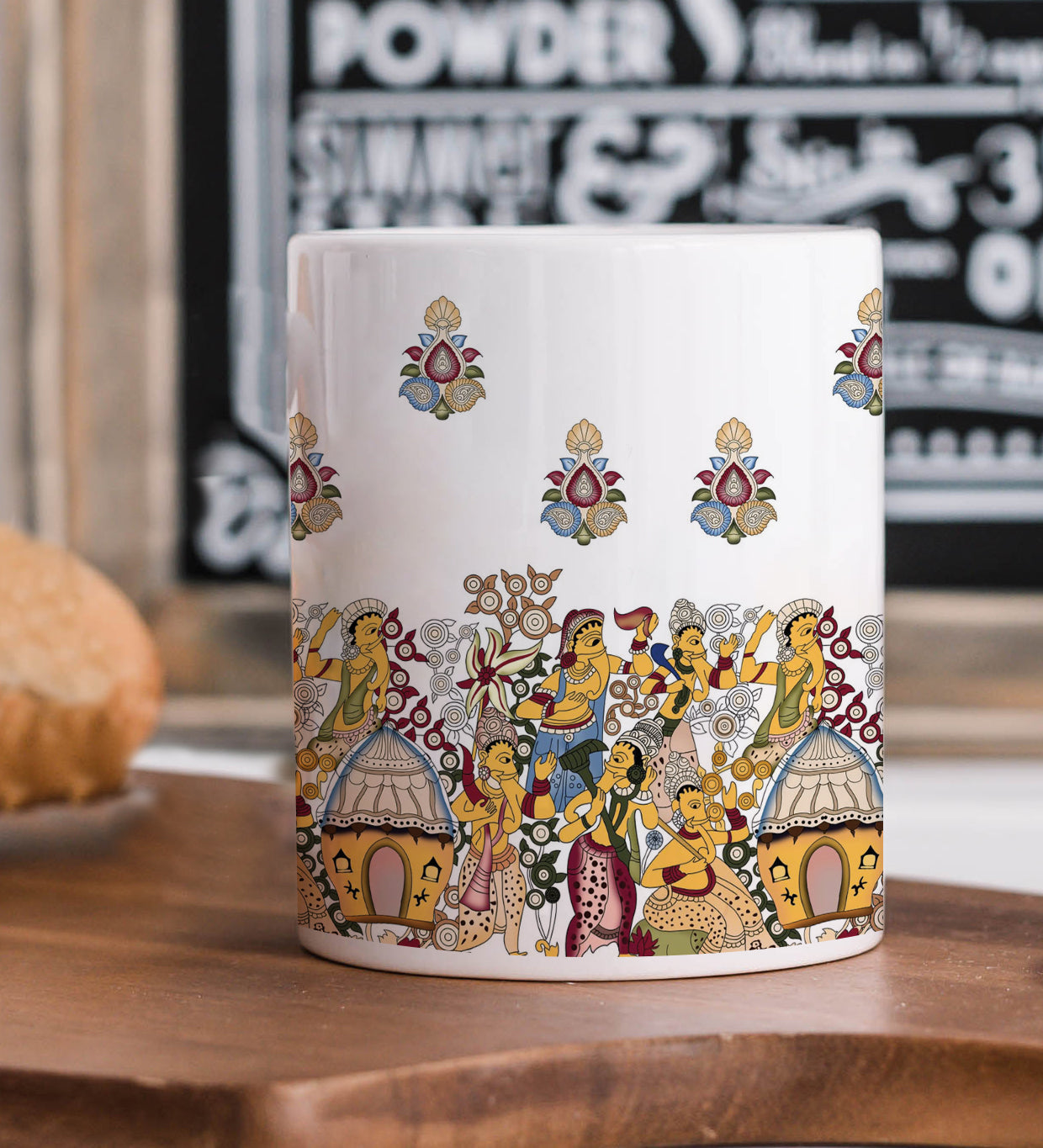 Kalamkari Design Mug and Coaster 330 ml Coffee Mug