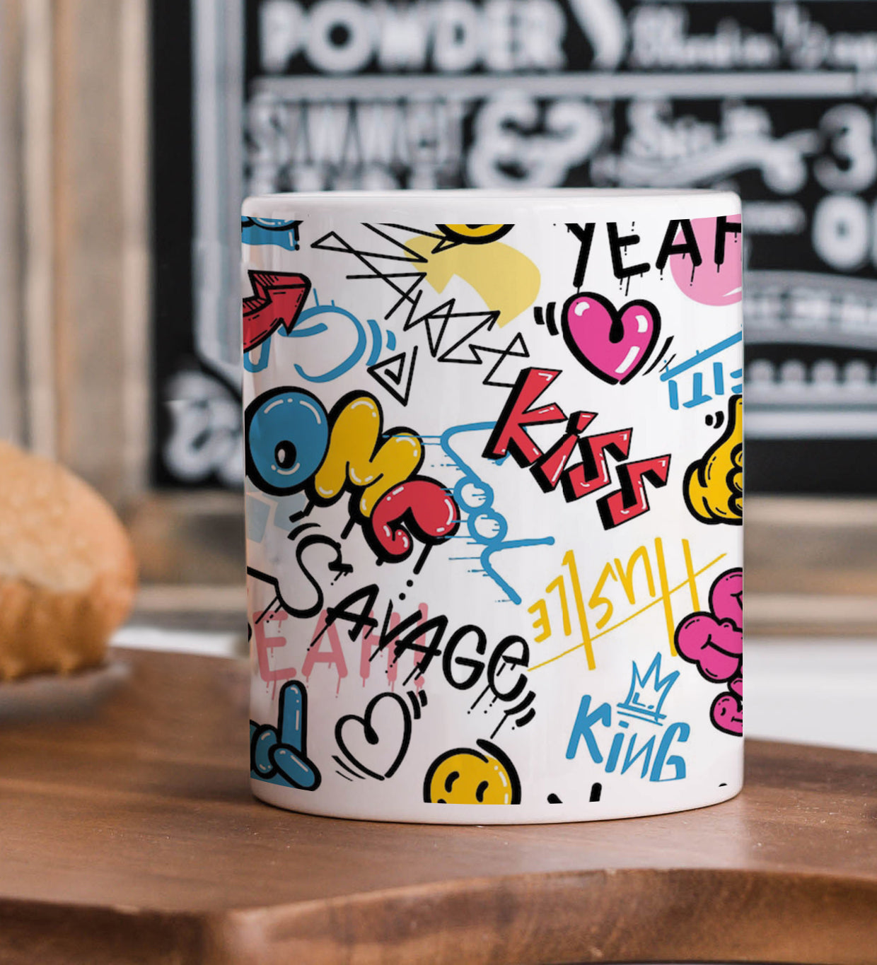 Abstract Seamless Graffiti Art Pattern Mug and Coaster 330 ml Coffee Mug