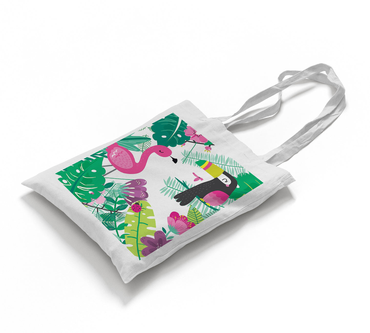 Flamingo and hornbill Design Tote Bag (14 X 16 Inches) Tote bag For Shopping, College, Travel