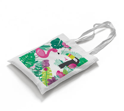 Flamingo and hornbill Design Tote Bag (14 X 16 Inches) Tote bag For Shopping, College, Travel