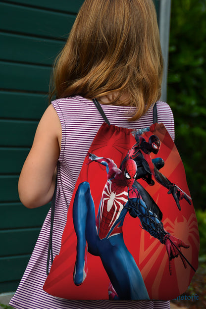 Original and Black Spiderman Pattern Polyester String Backpack Bags for kids for Gym, Yoga, Tuition ,Beach Bag for 4-10 year boys and girls