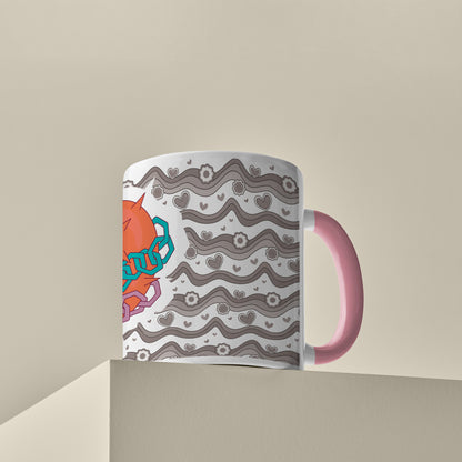 Love chain Pattern Lite Pink Handle 330 ml Coffee Mug