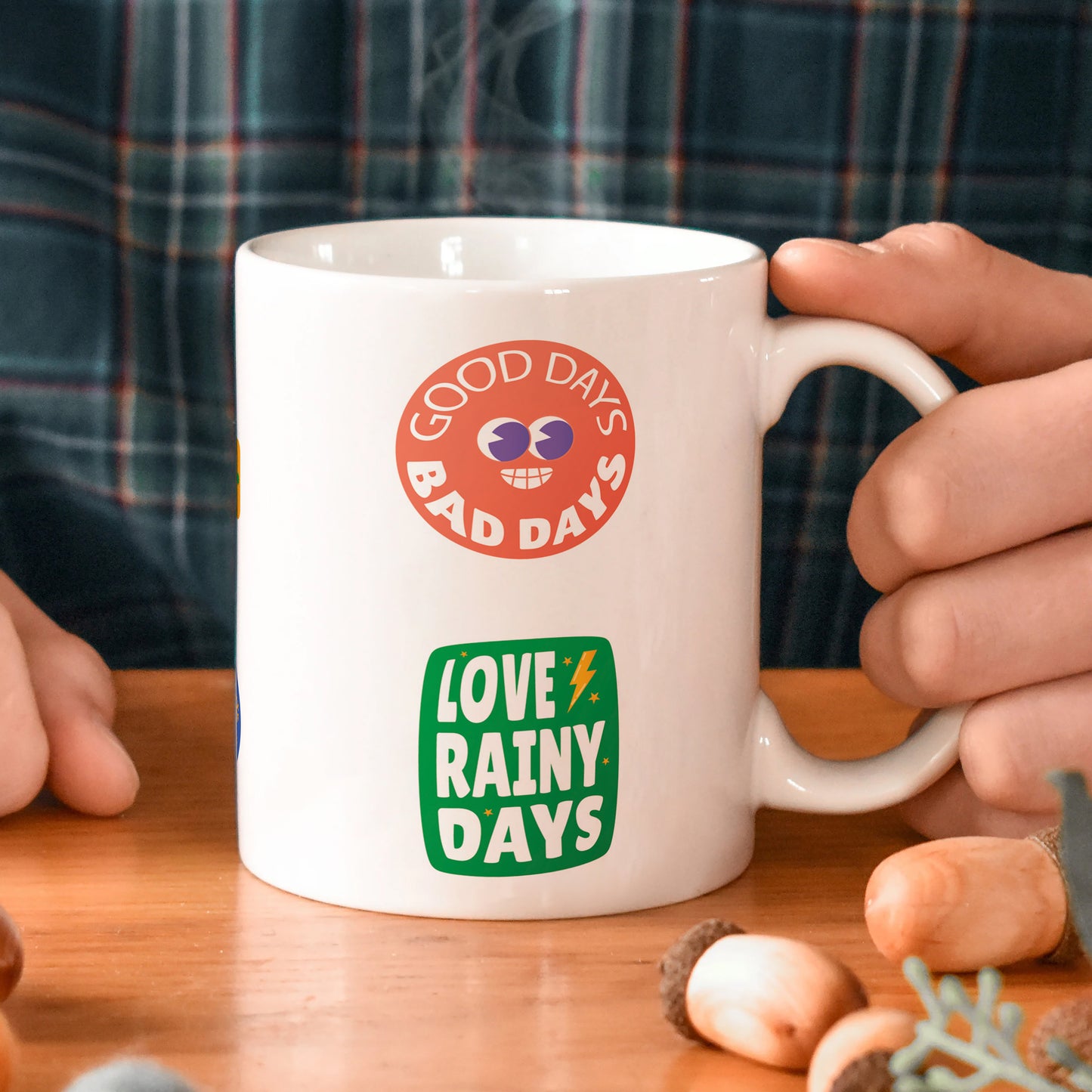 Flat design retro sticker collection White 330 ml Coffee Mug