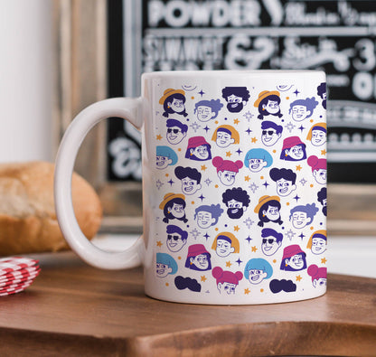 Seamless People Design Mug and Coaster 330 ml Coffee Mug
