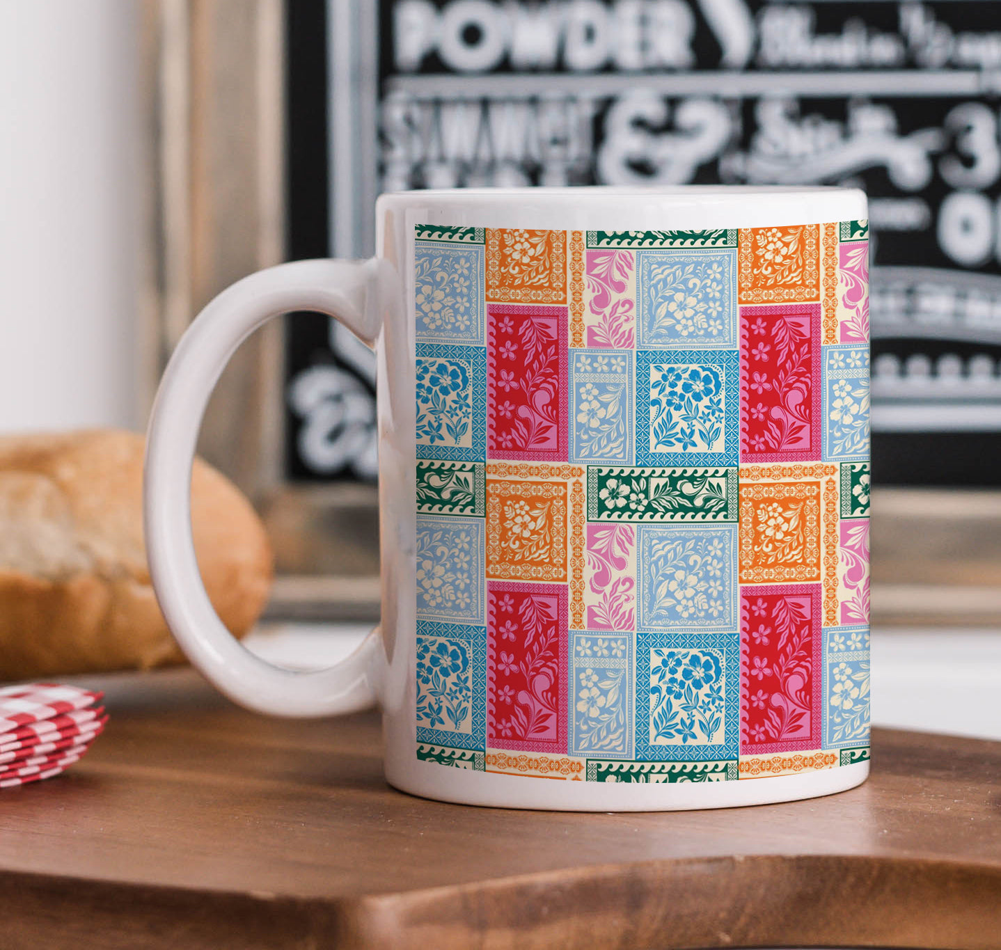 Textiles Design Combo Mugs and Coaster(Set of 2 Mugs and 2 coasters) 330 ml Coffee Mug
