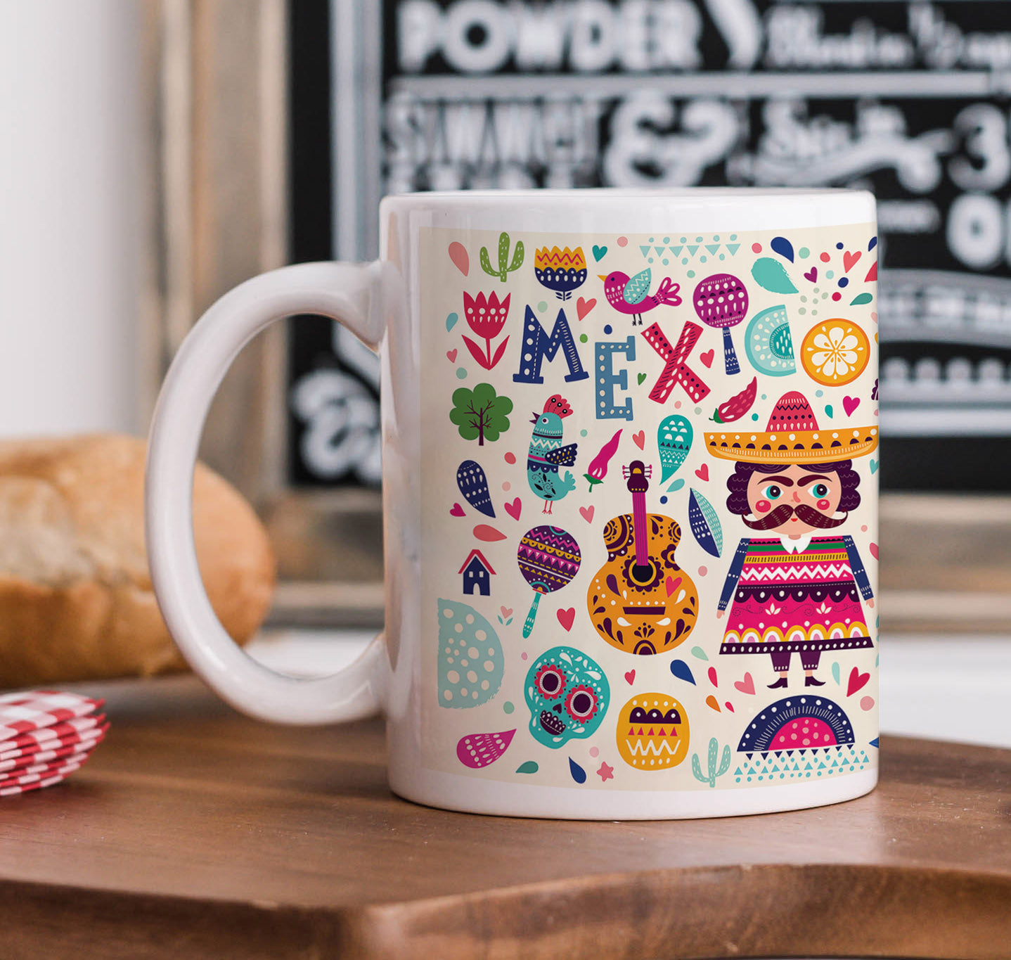 Mexico vector art Combo Mugs and Coaster(Set of 2 Mugs and 2 coasters) 330 ml Coffee Mug