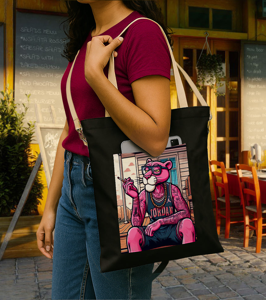 Pink panther Printed Women's Girls Cross Body Sling Bag with Extra Front Pocket, College Bag for Girls, Tote Bag for Shopping,Travel
