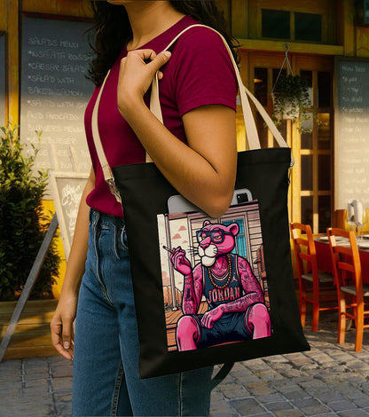 Pink panther Printed Women's Girls Cross Body Sling Bag with Extra Front Pocket, College Bag for Girls, Tote Bag for Shopping,Travel
