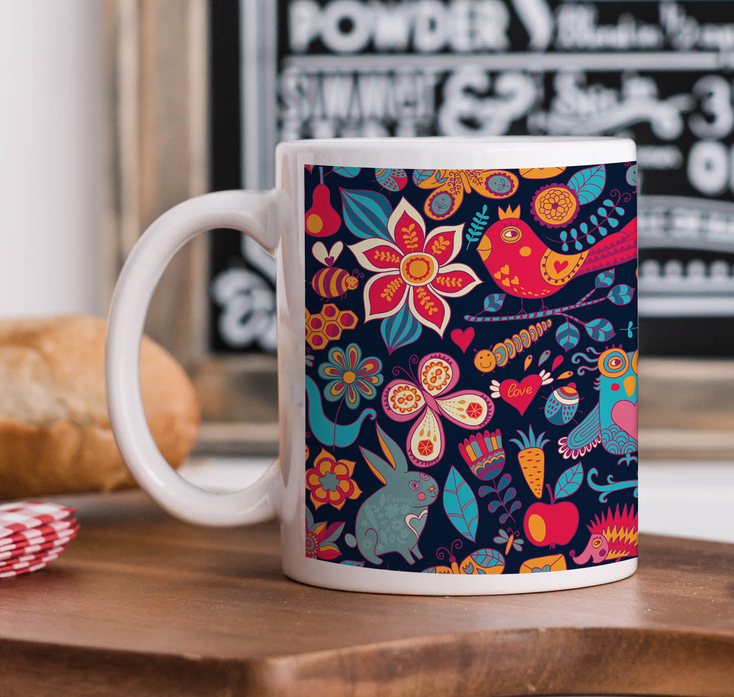 Vector Forest Seamless Pattern Mug and Coaster 330 ml Coffee Mug
