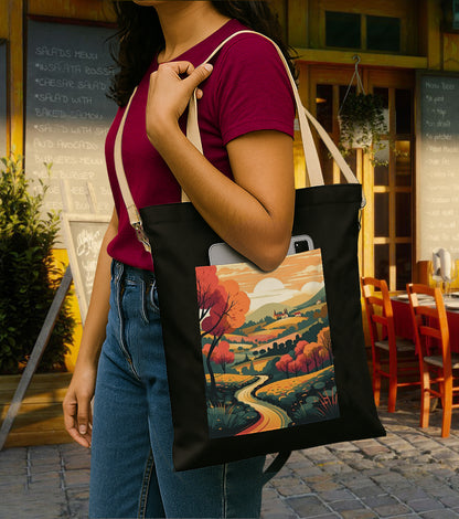 Sunset Printed Women's Girls Cross Body Sling Bag with Extra Front Pocket, College Bag for Girls, Tote Bag for Shopping,Travel
