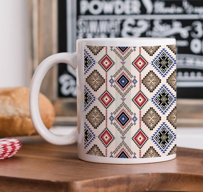 Geometric Ethnic vector pattern Combo Mugs and Coaster(Set of 2 Mugs and 2 coasters) 330 ml Coffee Mug