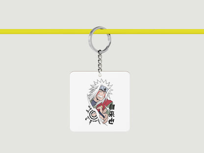 Toad sage Mater Jiraiya Printed Square Shape Wooden Keyring with Chain