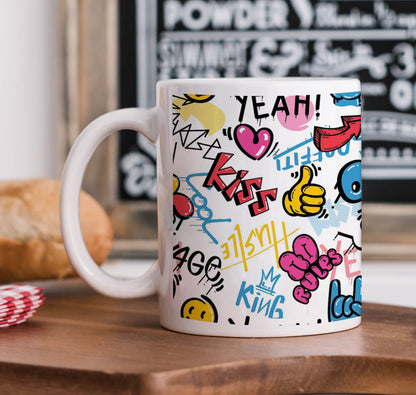 Abstract Seamless Graffiti Art Pattern Mug and Coaster 330 ml Coffee Mug