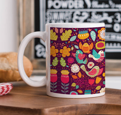 Birds Flowers Beautiful Pattern Mug and Coaster 330 ml Coffee Mug