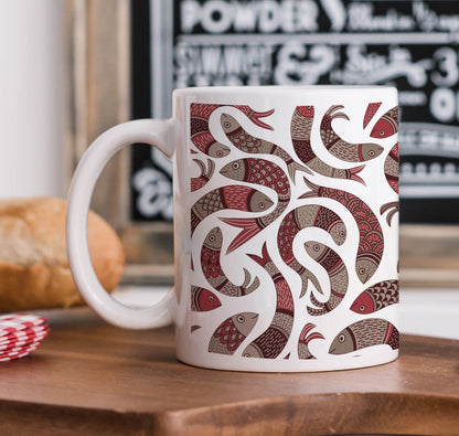 Seamless Fishes Pattern Mug and Coaster 330 ml Coffee Mug