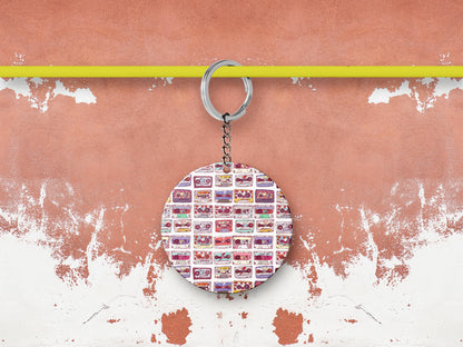 Cute Retro Seamless Pattern Mug and Keychain Combo 330 ml Coffee Mug