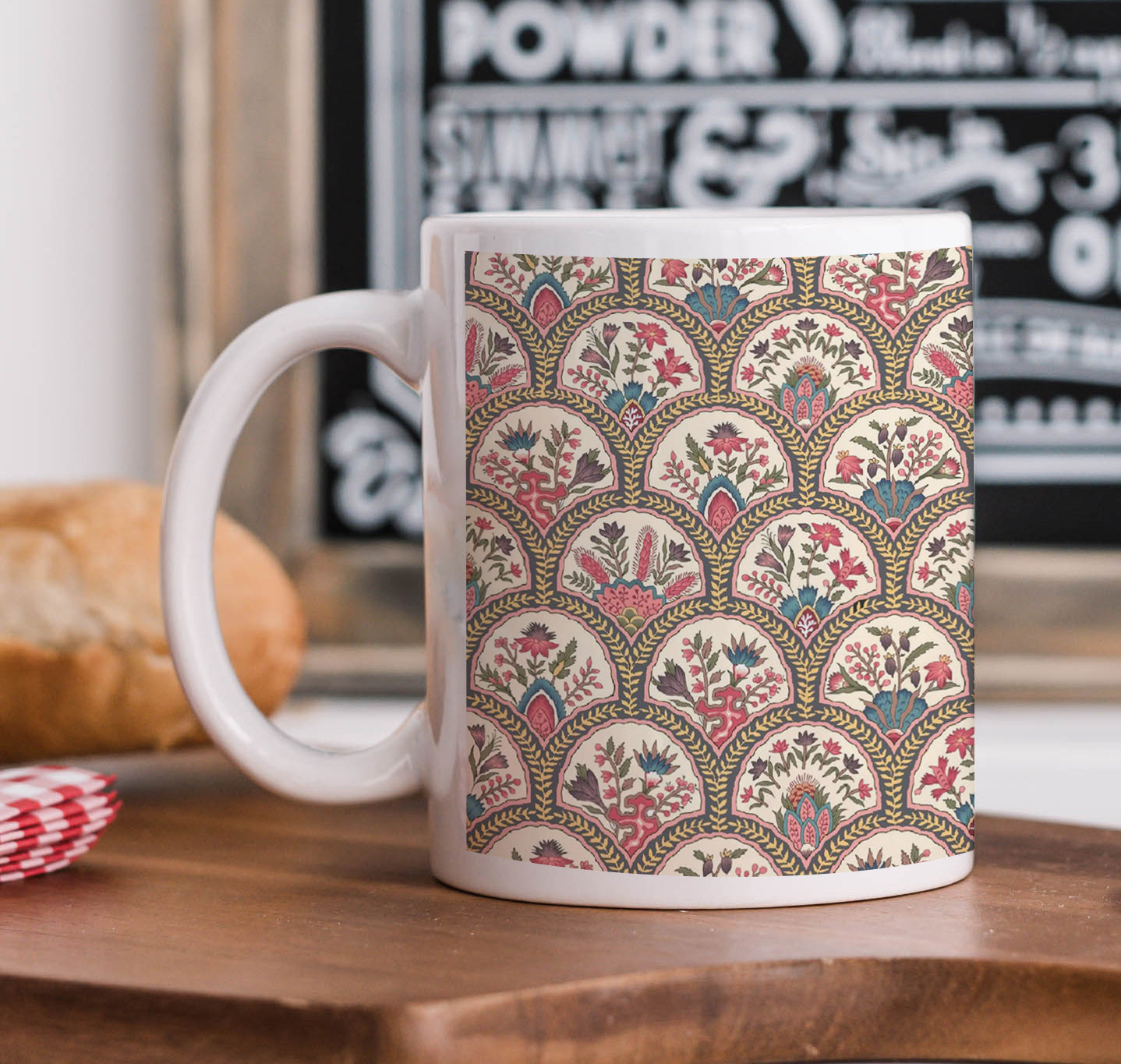 Indian Traditional Design Pattern Mug and Coaster 330 ml Coffee Mug