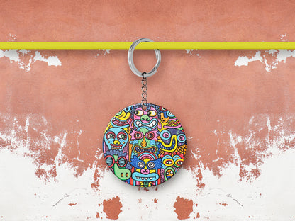 Doodle Art Illustration Mug and Keychain Combo 330 ml Coffee Mug