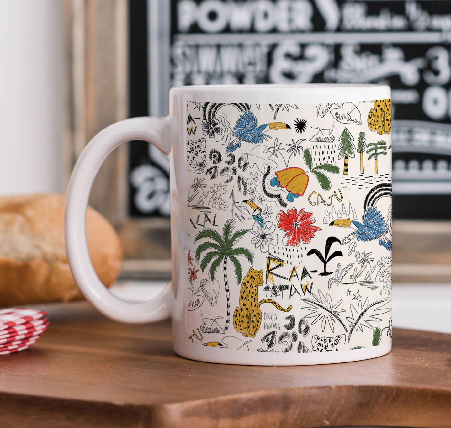 Animals and plants pattern Combo Mugs and Coaster(Set of 2 Mugs and 2 coasters) 330 ml Coffee Mug