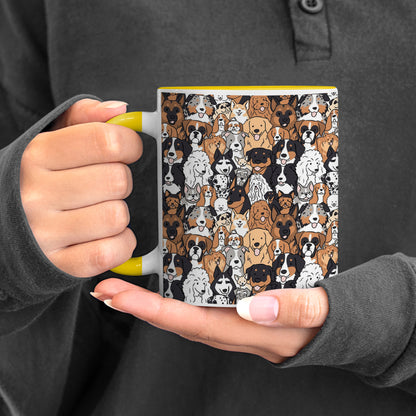 Dog breeds illustration design Pattern Yellow Handle 330 ml Coffee Mug