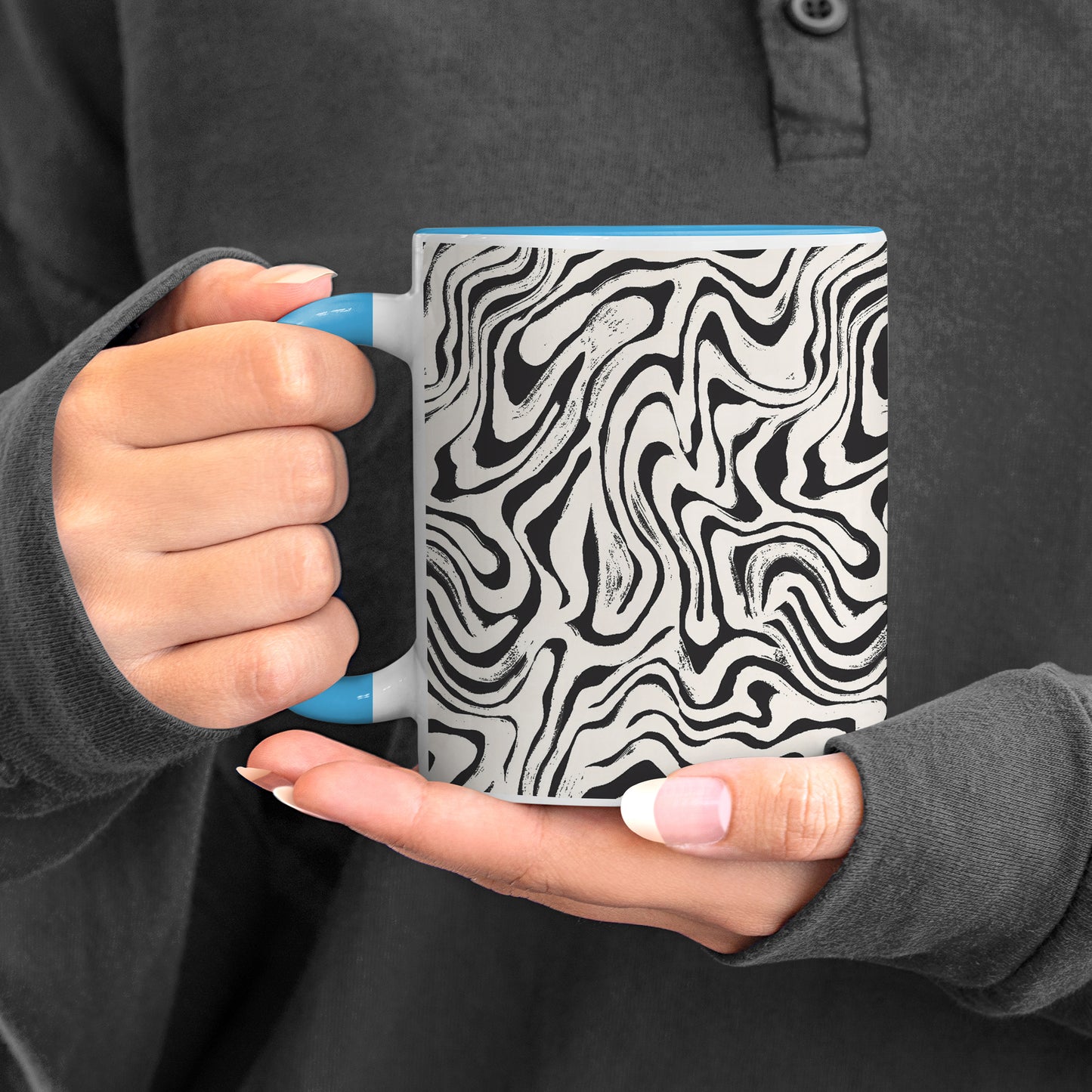 Curated pattern design pattern design Pattern Sky Blue Handle 330 ml Coffee Mug