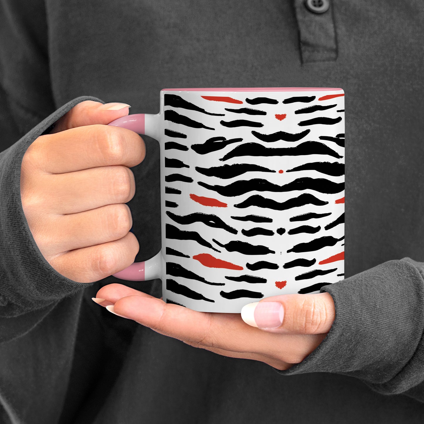 Tiger skin pattern design Pattern Lite Pink Handle 330 ml Coffee Mug