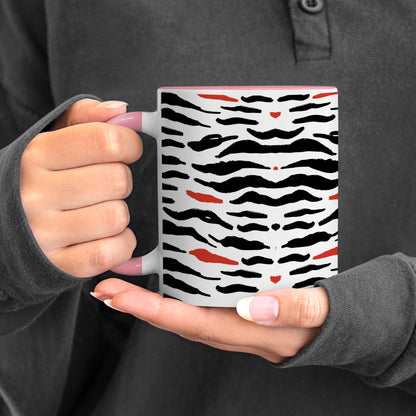 Tiger skin pattern design Pattern Lite Pink Handle 330 ml Coffee Mug