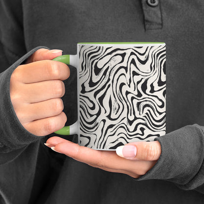 Curated pattern design pattern design Pattern Lite Green Handle 330 ml Coffee Mug