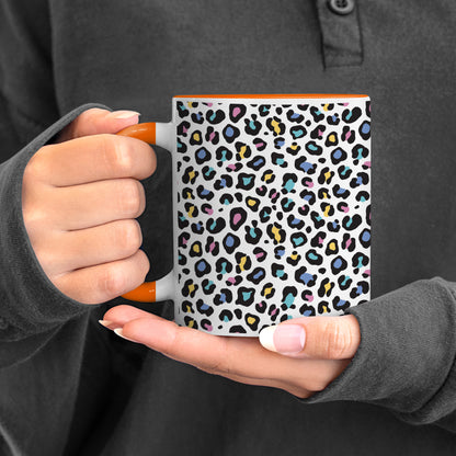 Color full Vector leopard animal motif vector seamless pattern design Orange Handle 330 ml Coffee Mug