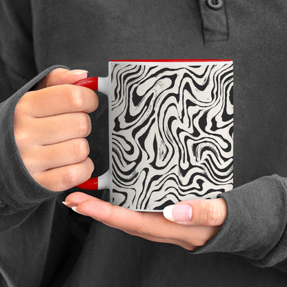 Sophisticated Curated Pattern Red Handle 330 ml Coffee Mug
