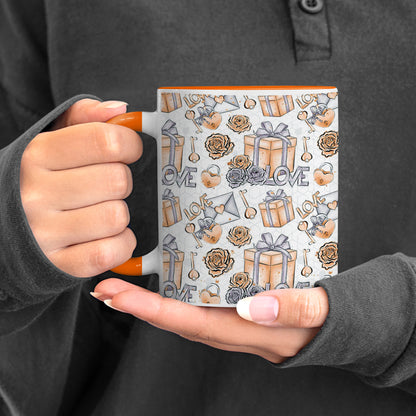 Gift box pattern design Orange Handle 330 ml Coffee Mug