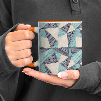 Triangle seamless pattern in patchwork style design Orange Handle 330 ml Coffee Mug