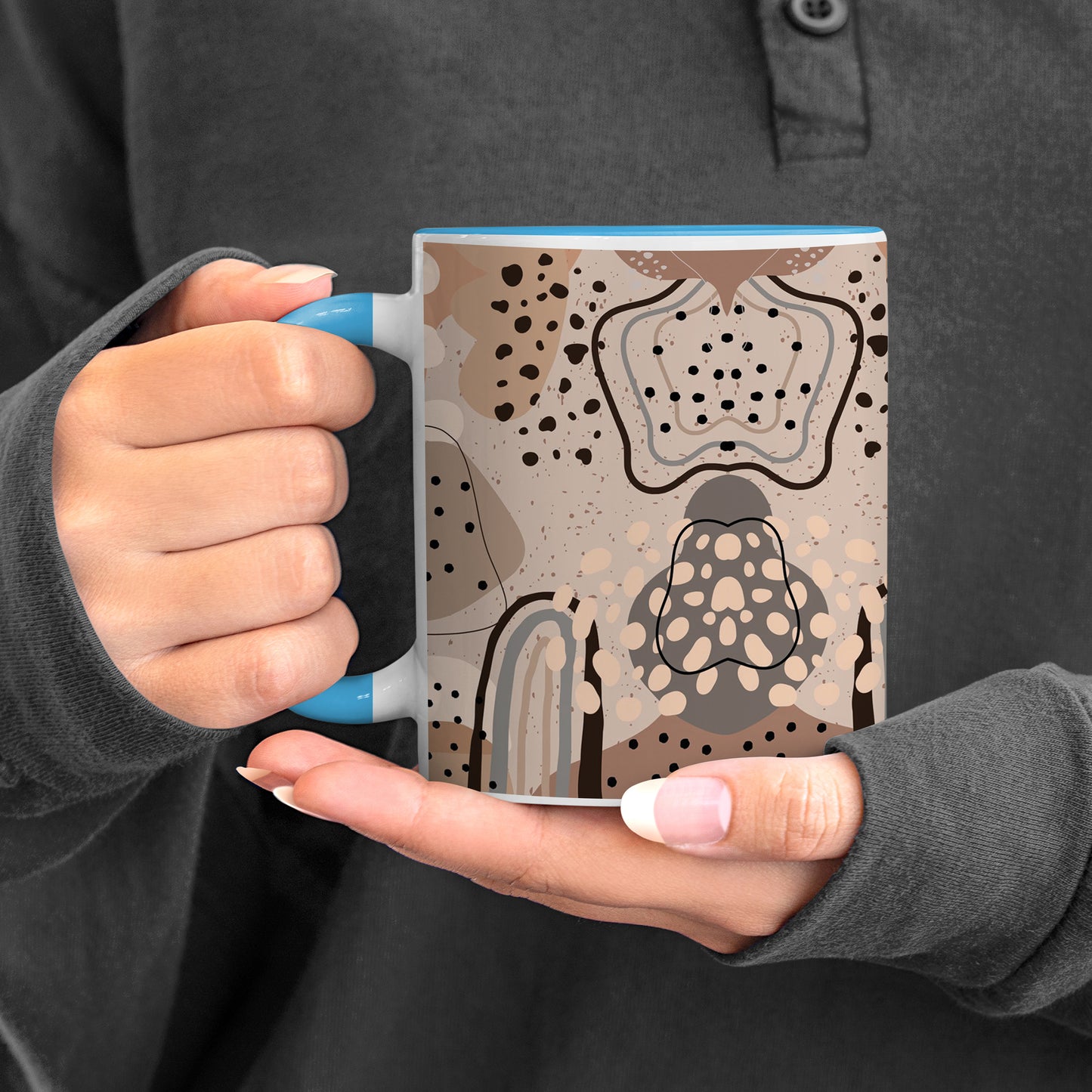 Abstract drawing design Pattern Sky Blue Handle 330 ml Coffee Mug