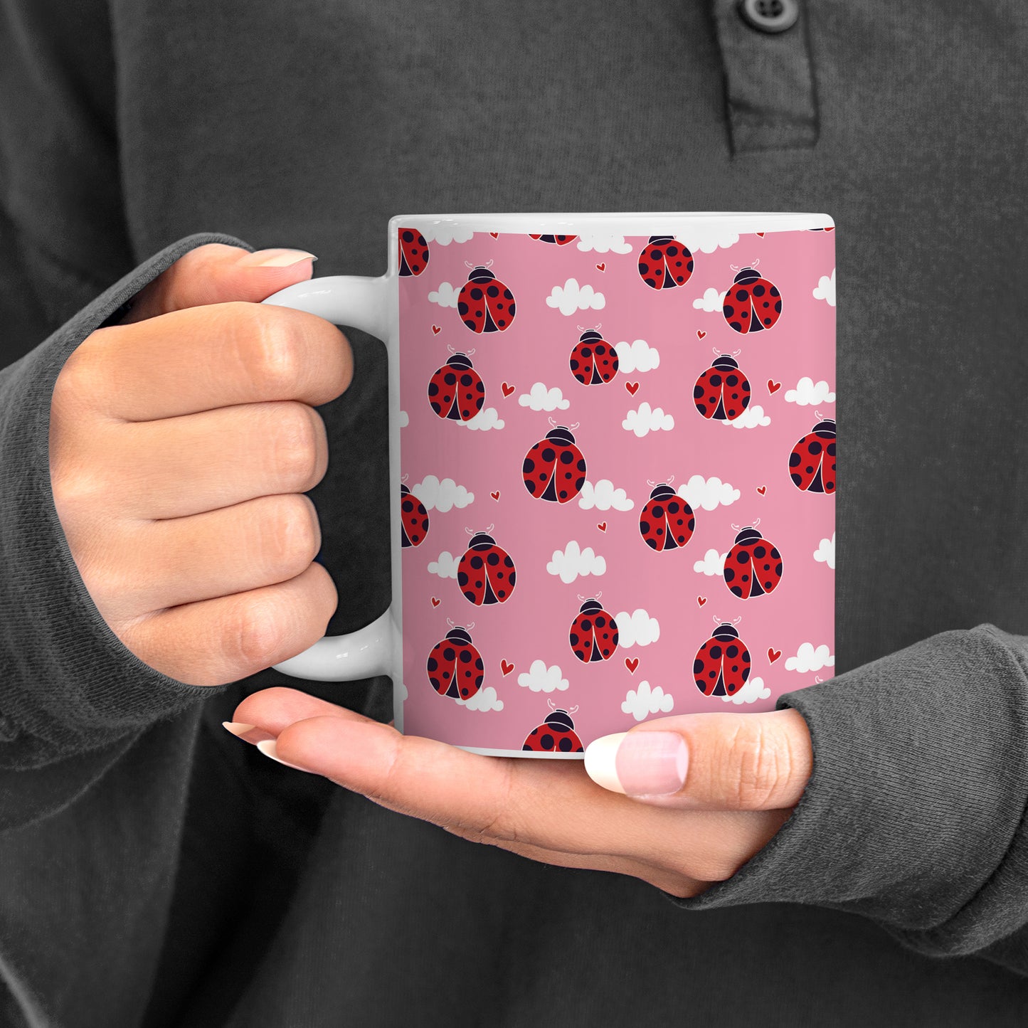 Ladybug pattern design White 330 ml Coffee Mug