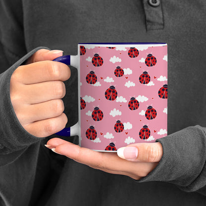 Ladybug pattern design Pattern Dark Blue Handle 330 ml Coffee Mug