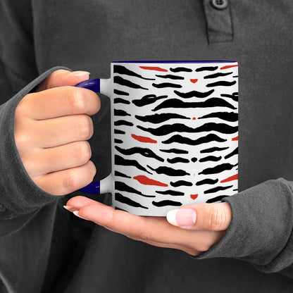 Tiger skin pattern design Pattern Dark Blue Handle 330 ml Coffee Mug